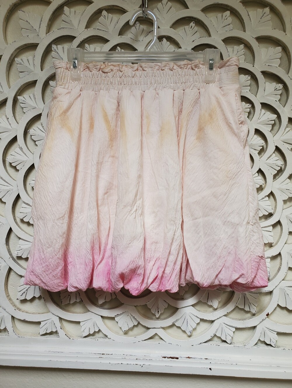 Hand Dyed, Tea Dyed And Pink Dip Dyed Bubble Mini Skort Size Large NWOT